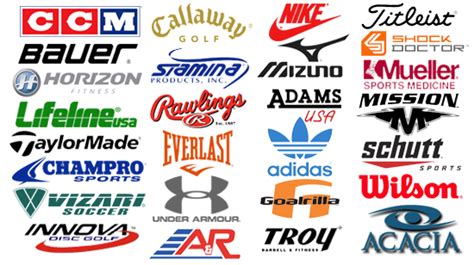 Sports equipment brands Logos