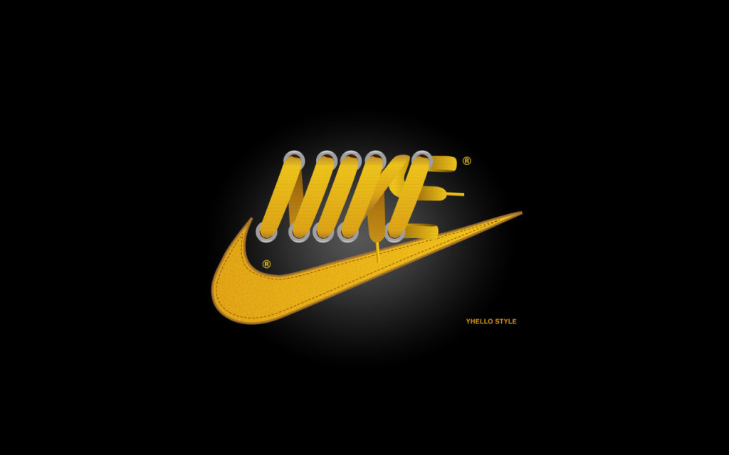 Black and yellow nike Logos